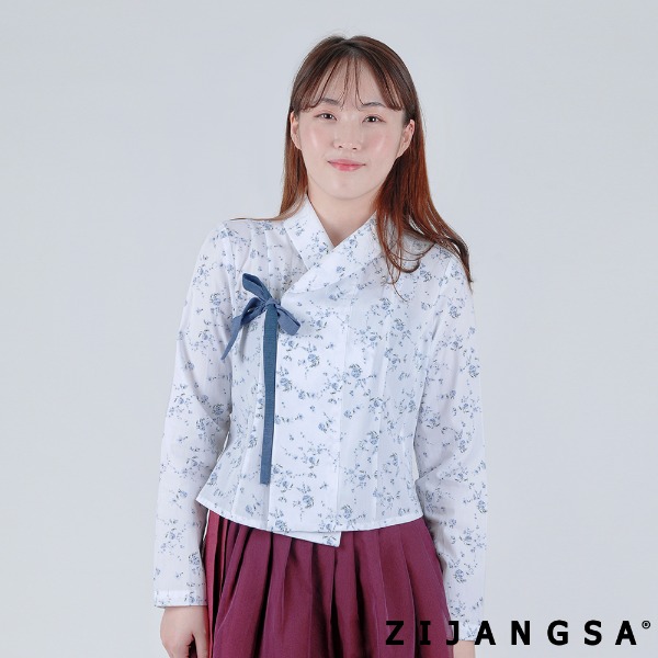 [23020] 여자 개량한복 작은 꽃 저고리 셔츠 상의 한복 사찰복 절복 생활한복 개량한복 템플스테이