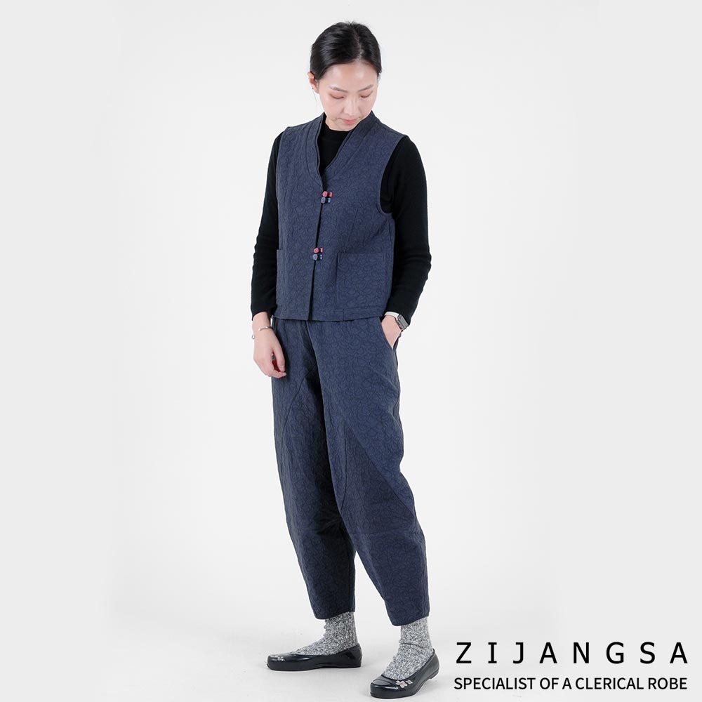 [2069] (여) 쟈가드 오픈 조끼 바지 한벌 2피스 / 생활한복 개량한복 법복 절복
